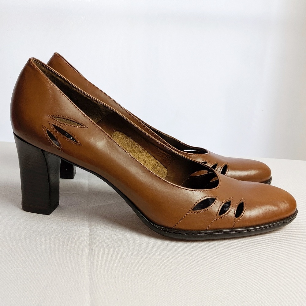Etienne Aigner "Ville" Leather Cut Out Pumps